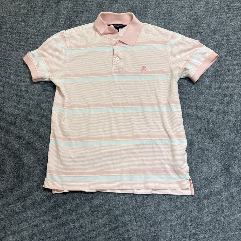 Brooks Brothers Men's Size Medium Pink Slim Fit Cotton Short Sleeve Polo Shirt